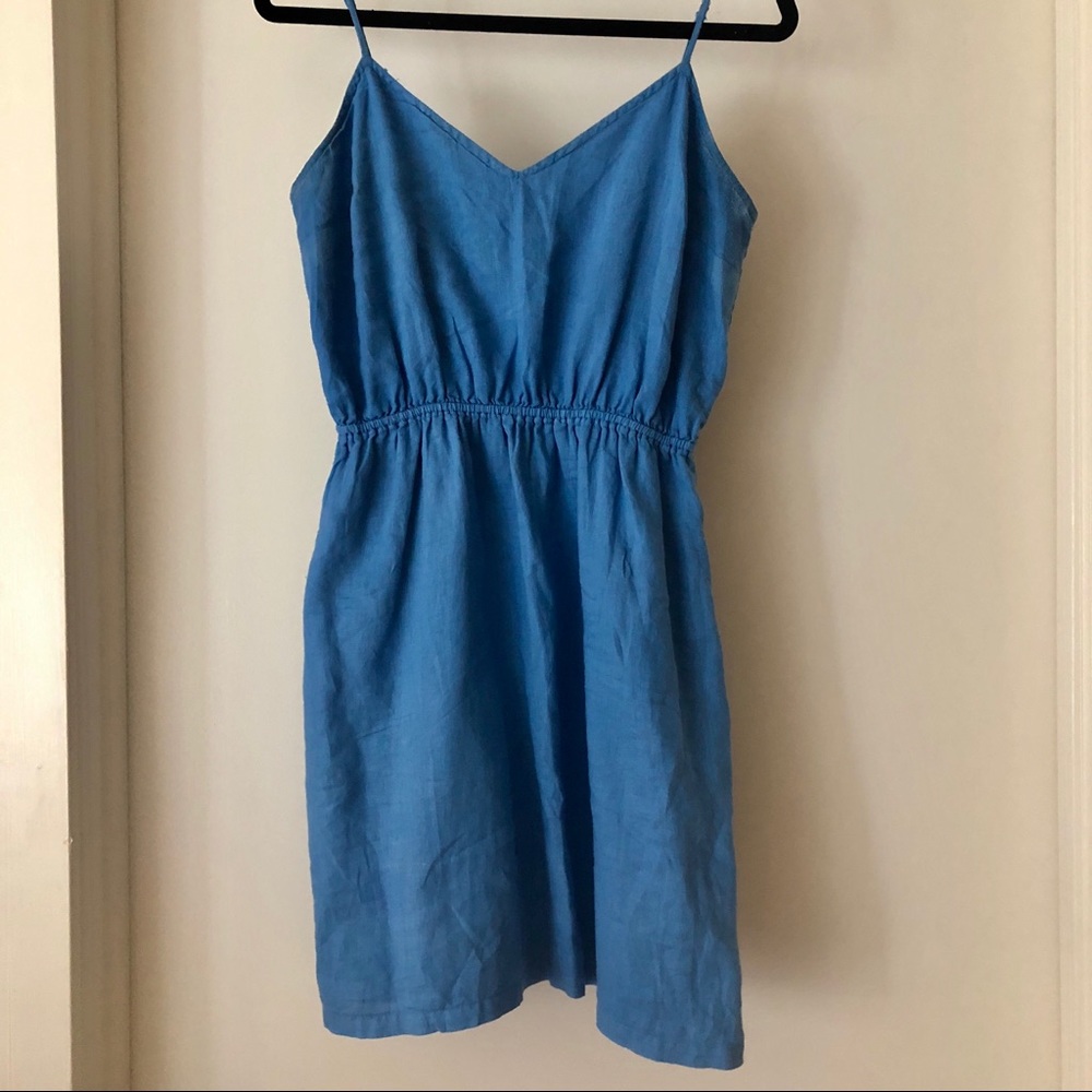 JCREW Blue Linen Summer Sundress